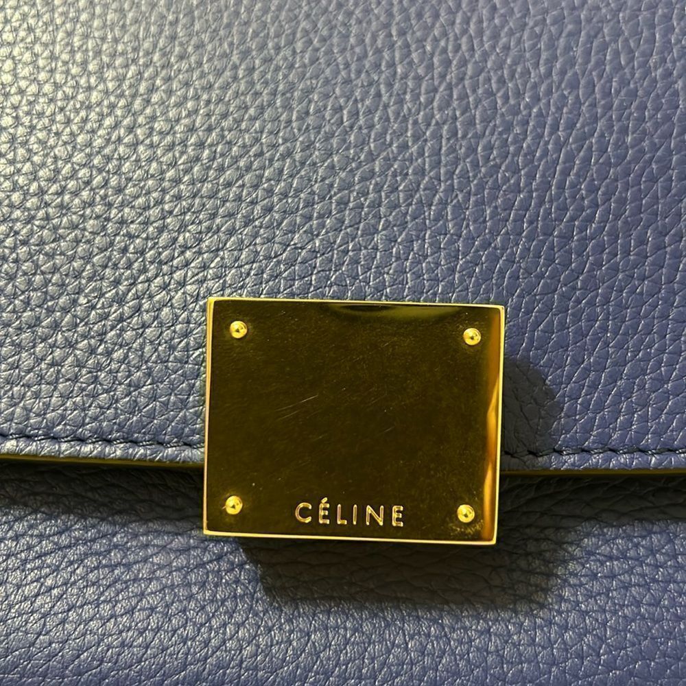 Authentic Celine Leather/Calfskin Suede Trapeze Indigo Shoulder/Top Hand… - Picture 4 of 17